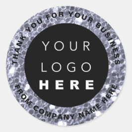 Logo Name Web Vielen Dank Blue Spark Shop Glitzer Runder Aufkleber