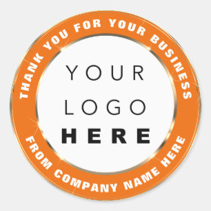 Logo Name Web Vielen Dank Gold Coral Orange White Runder Aufkleber