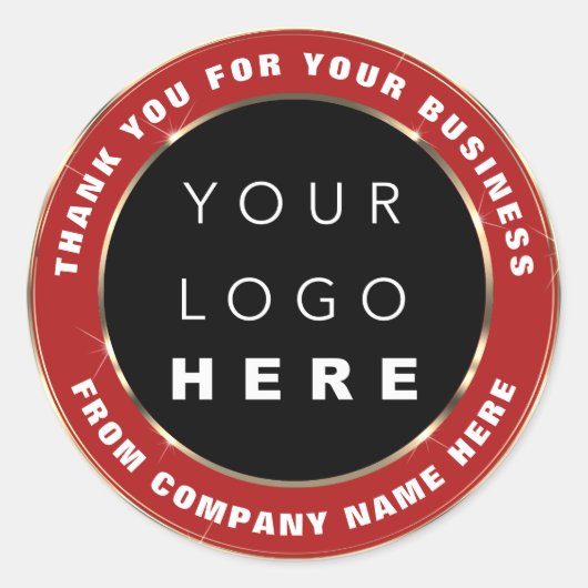 Logo Name Web Vielen Dank Gold Frame Roter Wein Runder Aufkleber (Vorderseite)