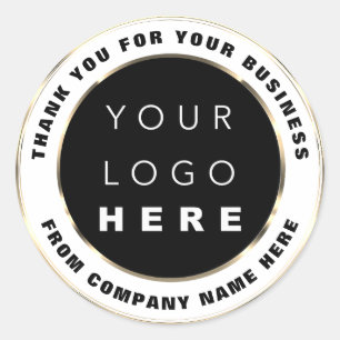 Logo Name Web Vielen Dank Gold Imitate Schwarz-wei Runder Aufkleber