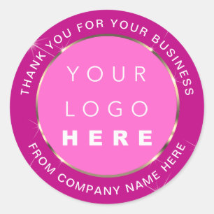 Logo Name Web Vielen Dank Gold Pink Berry Runder Aufkleber