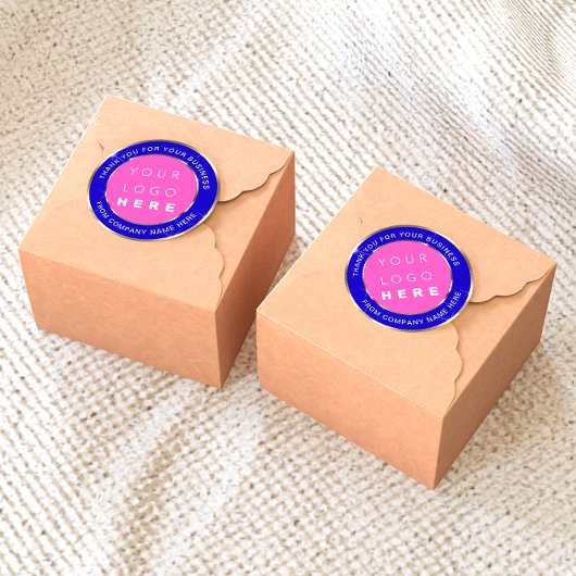Logo Name Web Vielen Dank Gold Pink Royal Blue Runder Aufkleber