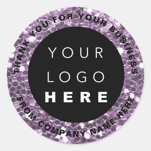 Logo Name Web Vielen Dank Lila Shop Glitzer Runder Aufkleber (Vorderseite)