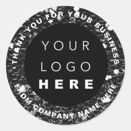Logo Name Web Vielen Dank Shop Glitzer Schwarz-wei Runder Aufkleber