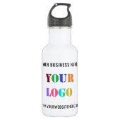 Logo Name Website Wasserflasche Werbeunternehmen (Vorderseite)