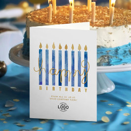 Logo Navy Blue Candles Business Happy Birthday hin Karte