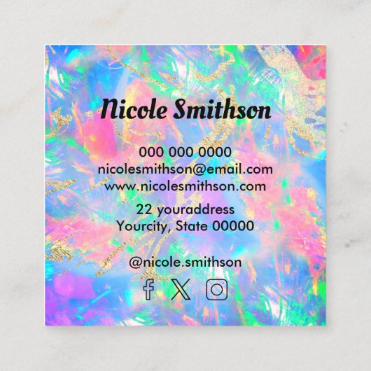 Logo-Neon-Opal-Quadrat-Visitenkarte Quadratische Visitenkarte (Rückseite)