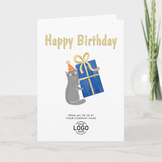 Logo Niedlich Cat Navy Blue Geschenk Geburtstag hi Karte (Vorderseite)