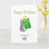 Logo-Niedliche Cat-Grüne Geschenke Geburtstag hinz Karte (Gelbe Blume)