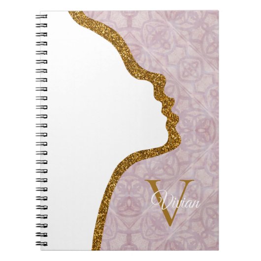 Logo-Notebook für Rosa und Gold Glitzer Notizblock (Vorderseite)