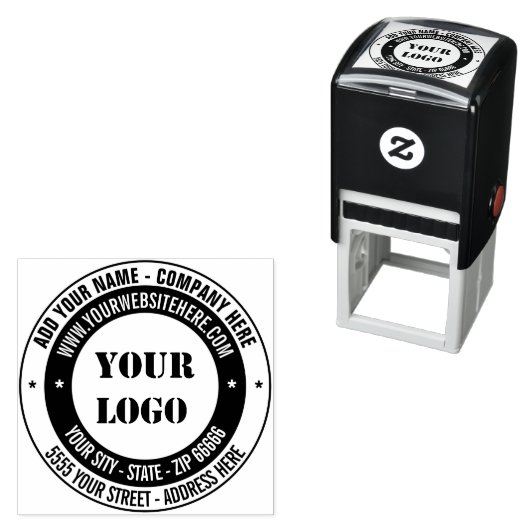 Logo oder Foto Adresse Farbe Runder Stempel Beispi (Beispiel)