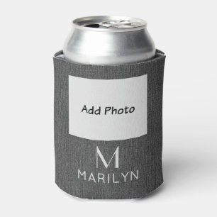 Logo oder Foto Initial Name, Grauer Denim Druck hi Dosenkühler