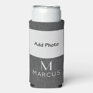 Logo oder Foto Initial Name, Grauer Denim Druck hi Selters Dosenkühler