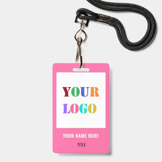 Logo oder Foto Name Info Geschäft Badge Beispiel h Ausweis (Vorderseite mit Lanyard)