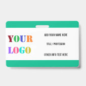 Logo oder Foto und QR-Code Namensschild Beispiel Ausweis (Vorderseite)