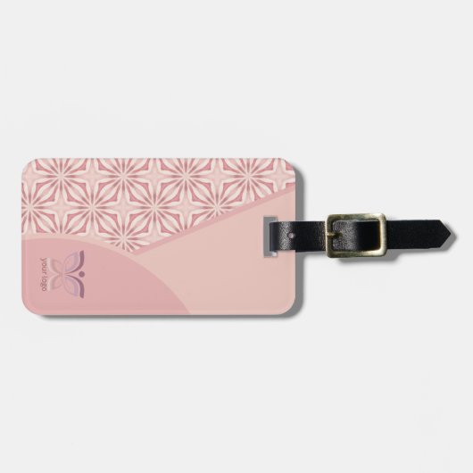 Logo oder QR-Code Hübsch rosa geometrisches Muster Gepäckanhänger (Vorderseite horizontal)