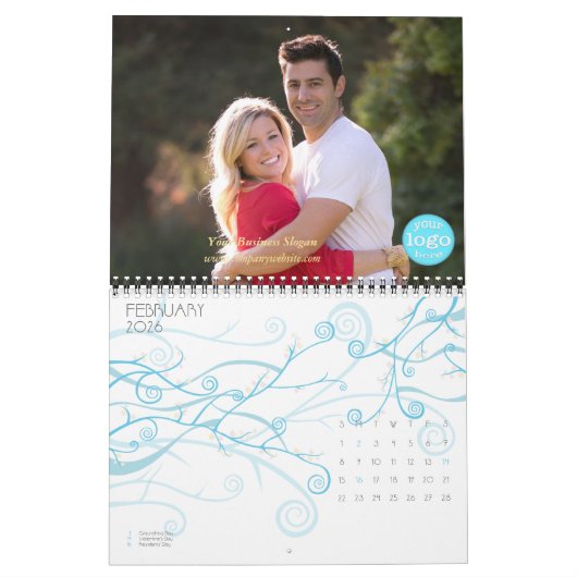 Logo-Office 2026 für benutzerdefinierte Unternehme Kalender (Feb 2026)