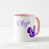Logo "Olga" mit einer Lila Pansy Tasse (VorderseiteRechts)
