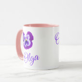 Logo "Olga" mit einer Lila Pansy Tasse (Vorderseite Links)