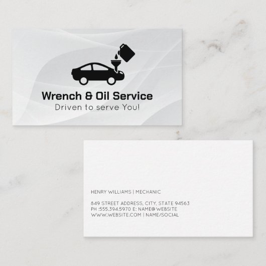 Logo "Ölwechsel" | Mechanisches Auto Visitenkarte (Vorne/Hinten)