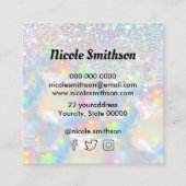 Logo opal Imitate Glitzer Quadratische Visitenkarte (Rückseite)