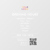 Logo Open Hours QR Code Business Fensteraufkleber (Blatt)