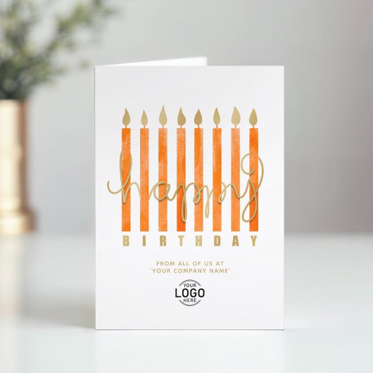Logo Orange Candles Business Happy Birthday hinzuf Karte