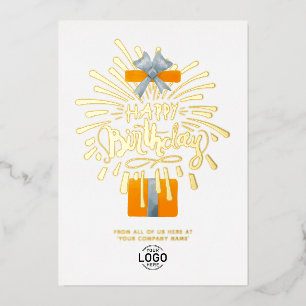 Logo Orange Geschenk Feuerwerk Business Geburtstag Folieneinladung