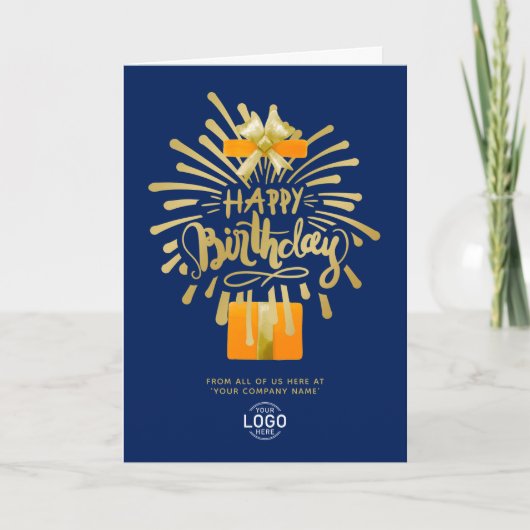 Logo Orange Geschenk Gold Navy Blue Group Geburtst Karte (Vorderseite)