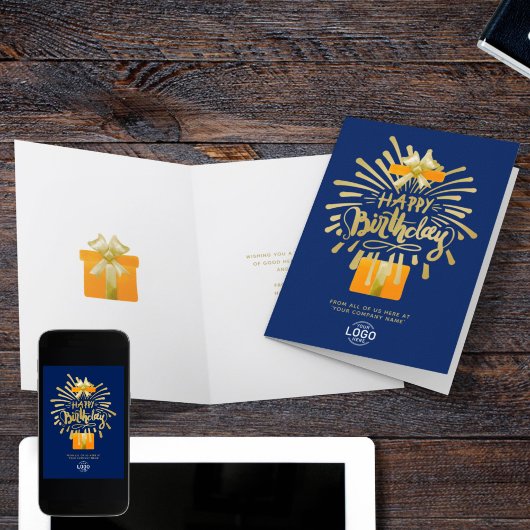 Logo Orange Geschenk Gold Navy Blue Group Geburtst Karte
