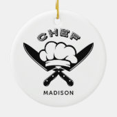 Logo-Ornament für individuelle Name Koch Keramik Ornament (Hinten)