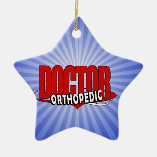 LOGO-ORTHOPÄDISCHER DOKTOR BIG RED LETTERS KERAMIKORNAMENT (Vorne)