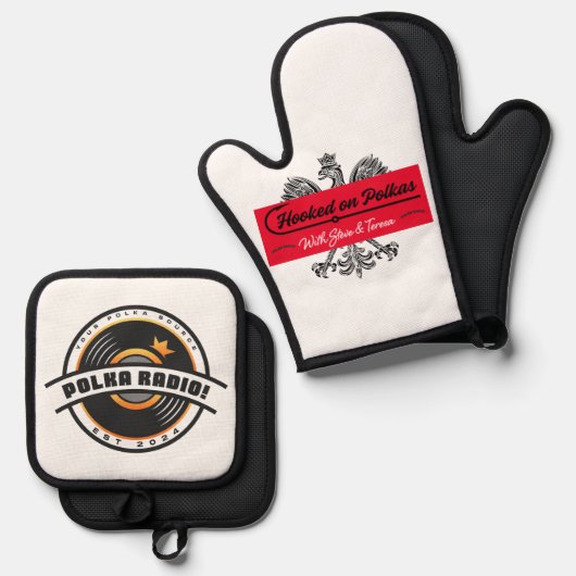 Logo Oven Mitt and Pot Holder Set (Vorderseite/Rückseite)
