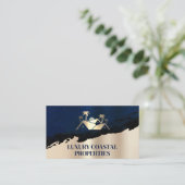 Logo "Palm Tree Real Anwesen" | Blue Gold Visitenkarte (Stehend Vorderseite)