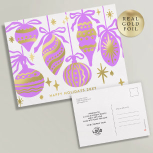 Logo Pastell-Lila Dekor Weiß Geschäft Gold Folien Feiertagspostkarte