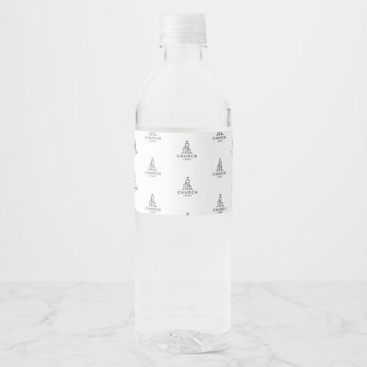 Logo Pattern Church Water Label Wasserflaschenetikett (Vorderseite)