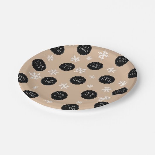 Logo Pattern Unternehmen Weihnachtsschneeflocken Pappteller (Schrägansicht)