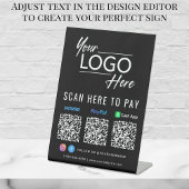 Logo Paypal Venmo CashApp QR Codes Black Sockelschild