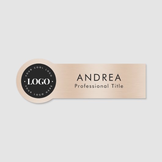 Logo-Pfirsichpfirsichpfirsiche Metallic Namensschild (Vorderseite)