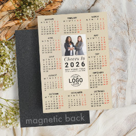 Logo Photo Beige Calendar 2026 Magnetic Card Magneteinladung