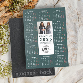 Logo Photo Green Calendar 2026 Magnetic Card Magneteinladung