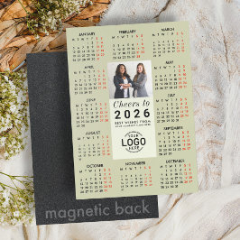 Logo Photo Sage Green Calendar 2026 Magnetic Card Magneteinladung