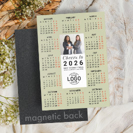 Logo Photo Sage Green Calendar 2026 Magnetic Card Magneteinladung