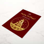 Logo PineTree Gold Burgundy Kalender Weihnachtskar Folieneinladung (Gedreht)