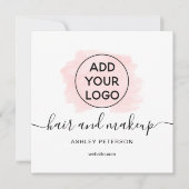 Logo pink brushstroke typography hair makeup einladung (Vorderseite)