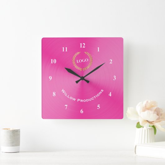 Logo-Pink Quadratische Wanduhr (Zuhause)