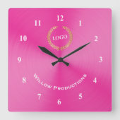 Logo-Pink Quadratische Wanduhr (Vorderseite)