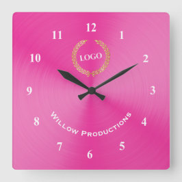 Logo-Pink Quadratische Wanduhr