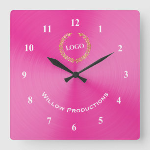 Logo-Pink Quadratische Wanduhr