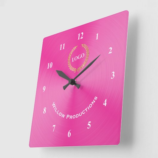Logo-Pink Quadratische Wanduhr (Winkel)